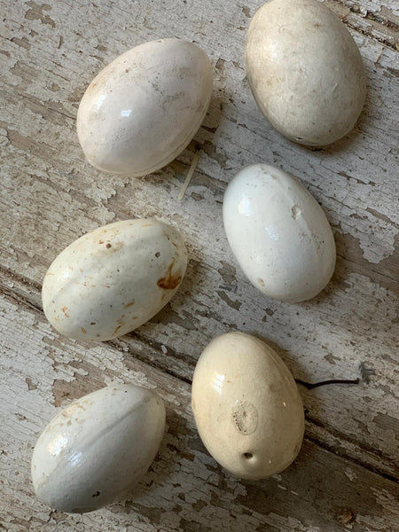 Antique Broody Hen Ceramic Dummy Eggs