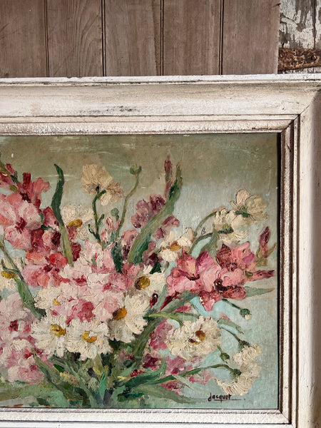 Large French Painting in a Shabby Chic Frame