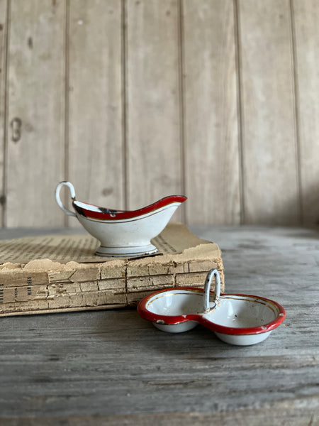 Mini French Kitchenware Enamel Pair