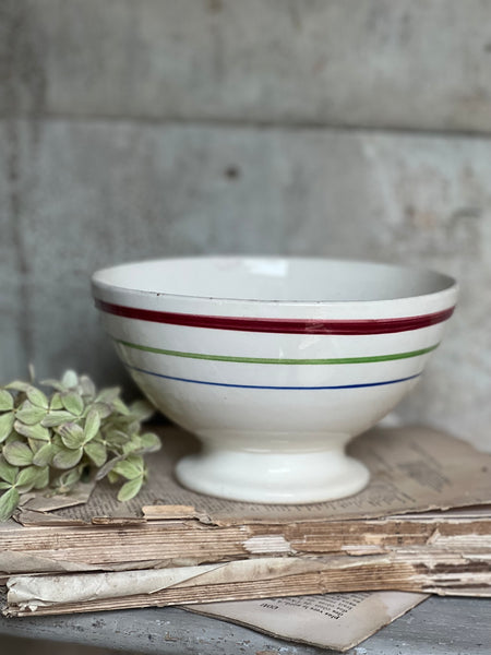 Rustic Striped French Cafe au Lait bowl