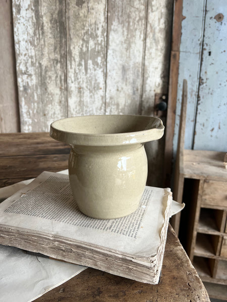 French Vintage Wide Neck Stoneware Pot