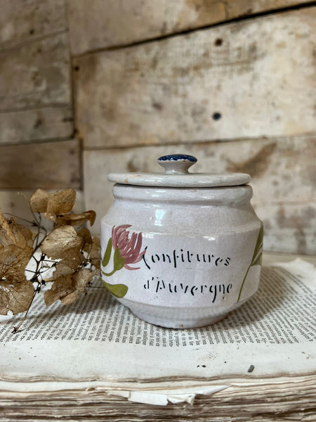 Lidded French Vintage Confitures Pot