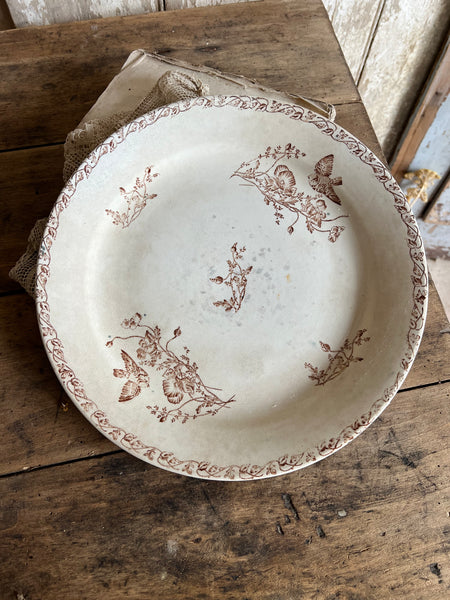 Large Antique Aged French Transferware Dish