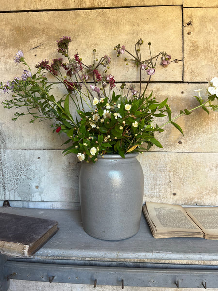 French Antique Blue Stoneware pot