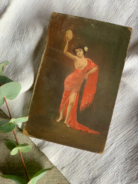 Lady in Red Vintage Painting