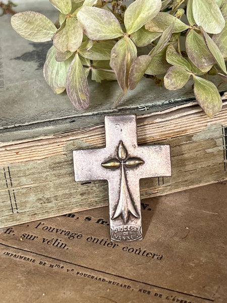 Sweet Vintage French Cross Brooch