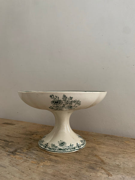 French Sarreguemines Transferware Cakestand