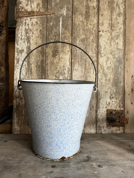 Vintage Speckled Blue Bucket