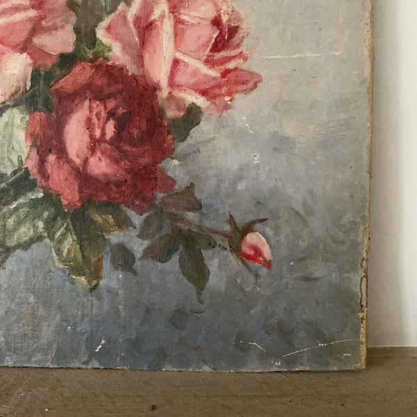 Vintage French Shabby Painting on Canvas