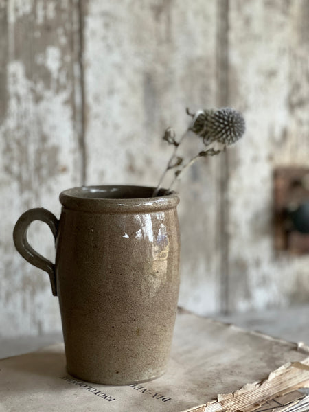 Vintage French Handled Stoneware Pot