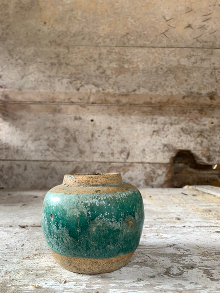 Small Vintage Turquoise Ginger Jar