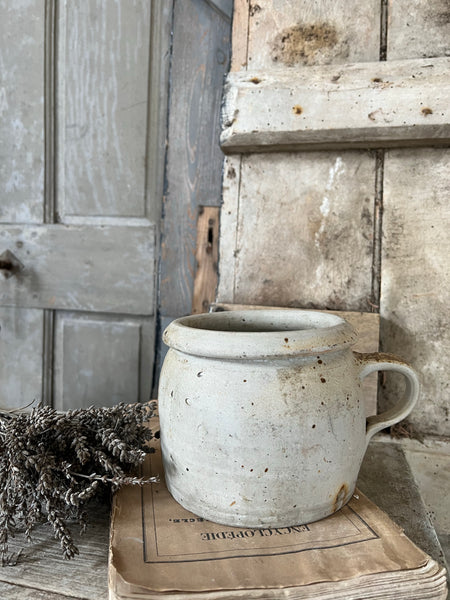 Vintage French Handled Stoneware Pot