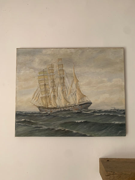 Large Boat French Oil Painting on Canvas