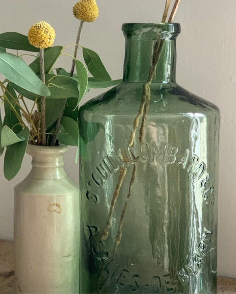 Vintage St Guily Lombard Green French Bottle