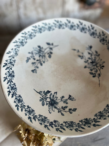 French Floral Transferware raised dish