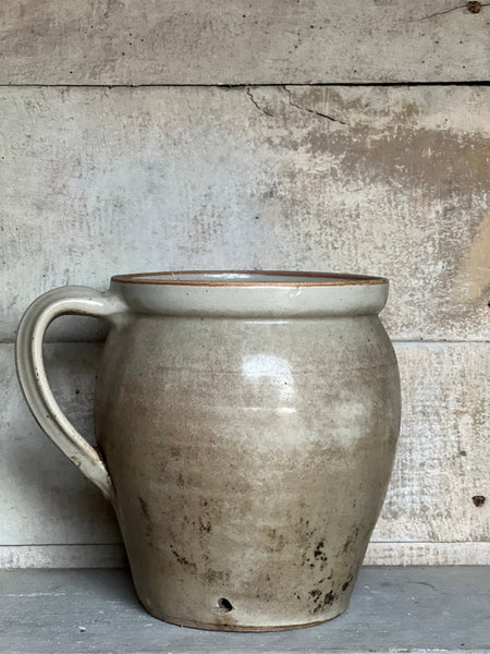 French Vintage Tall Handled Stoneware Pot