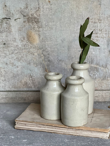 Trio of French Vintage Mini Stoneware Bottles