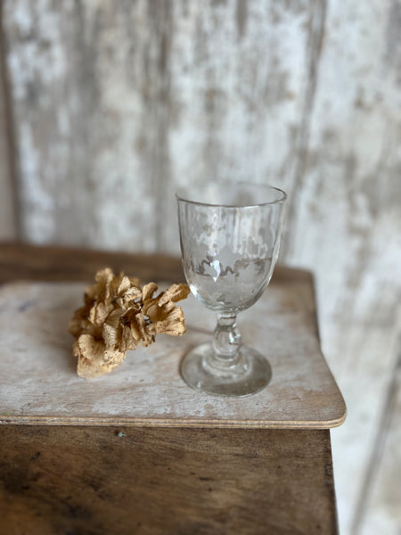 Vintage French Etched Glass Rummer