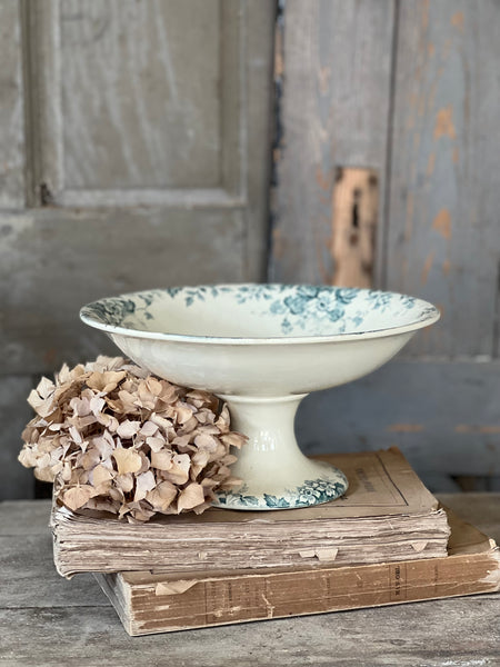 French Floral Transferware raised dish