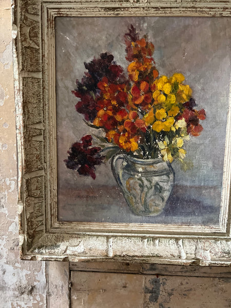 Framed Floral Oil Painting