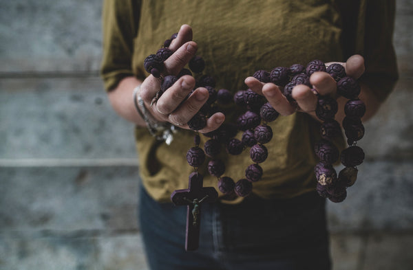 French Vintage Purple Roseary Beads