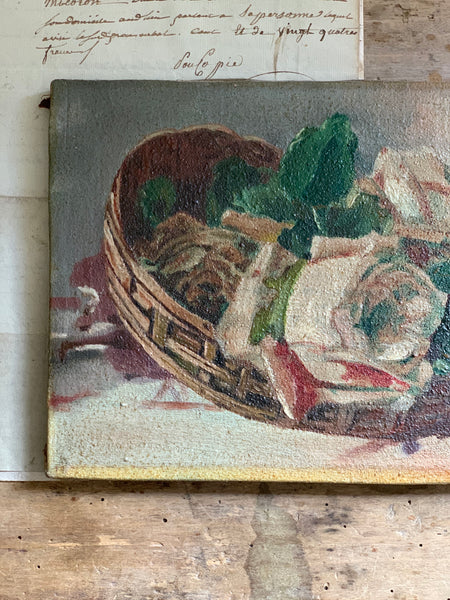 Vintage French Pink Roses Oil Painting on Canvas