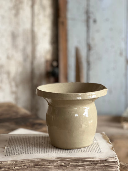 French Vintage Wide Neck Stoneware Pot