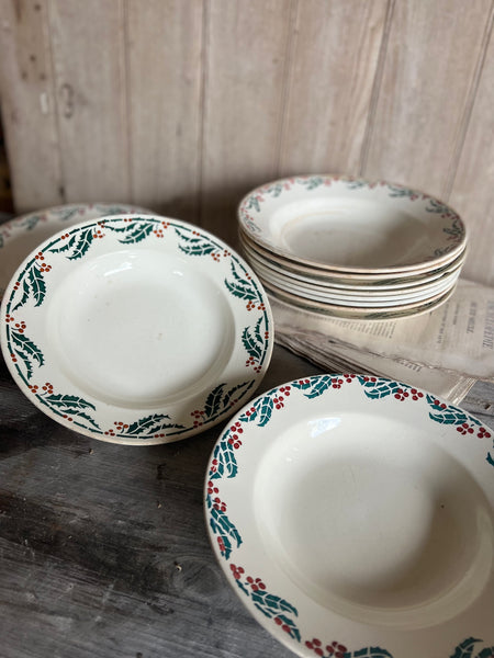 Vintage French Christmas Stencil Bowls