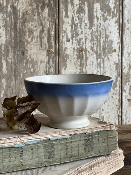 Gorgeous Blue Rim Vintage French Cafe Au Lait Bowl