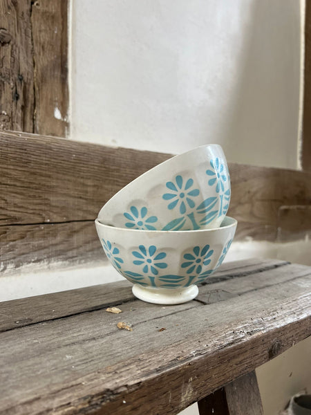 French Turquoise Blue Cafe au Lait bowls