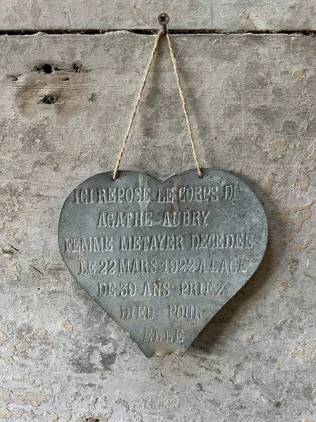 French Antique Memorial Heart