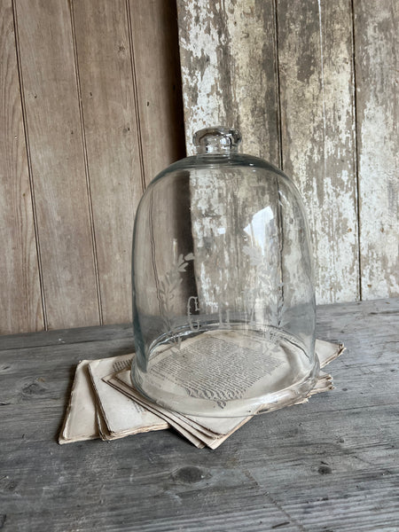 Large Vintage Etched French Cloche