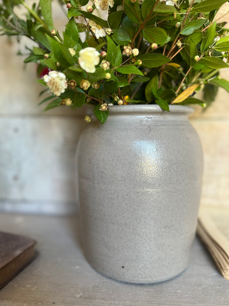 French Antique Blue Stoneware pot
