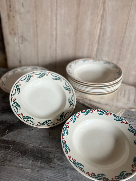 Vintage French Christmas Stencil Bowls