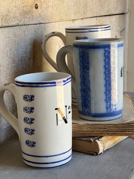 Antique Numbered Spongware Mugs