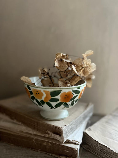 French Cute Floral Stencil Cafe au Lait bowl