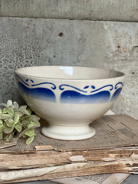 Gorgeous Blue Detailing Vintage French Cafe Au Lait Bowl