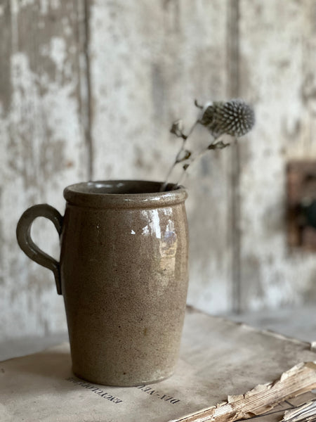 Vintage French Handled Stoneware Pot