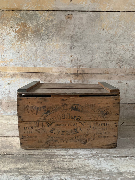 Large Vintage French Lidded Crate