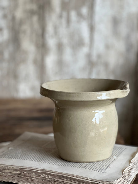 French Vintage Wide Neck Stoneware Pot