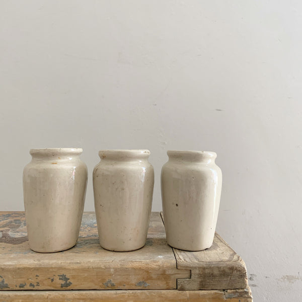 Antique Stoneware Mini Cream Jars