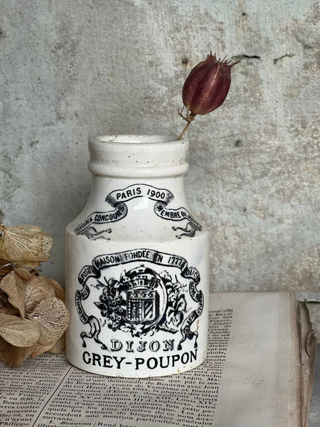 Branded French Sarreguemines Stoneware Mustard Jar