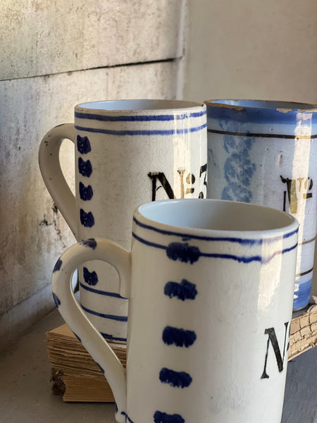 Antique Numbered Spongware Mugs