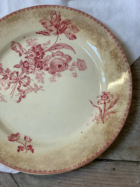 Vintage French Transferware Flower Plate