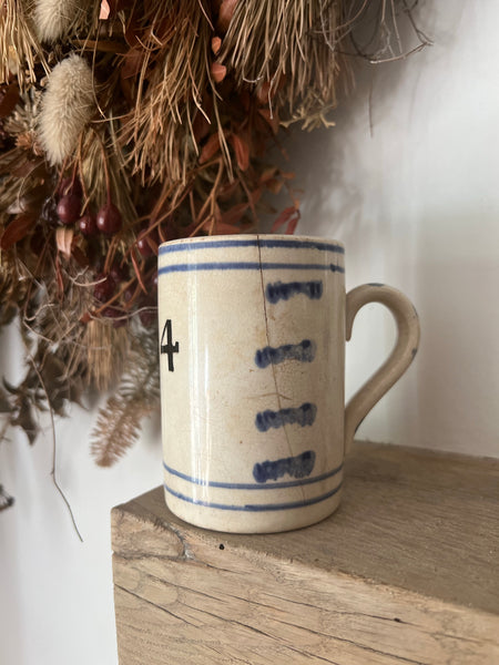 Antique Numbered Spongware Mugs