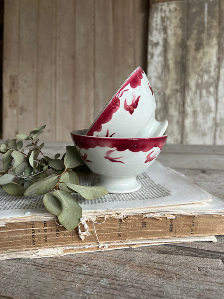 French Cute Floral Stencil Cafe au Lait bowls