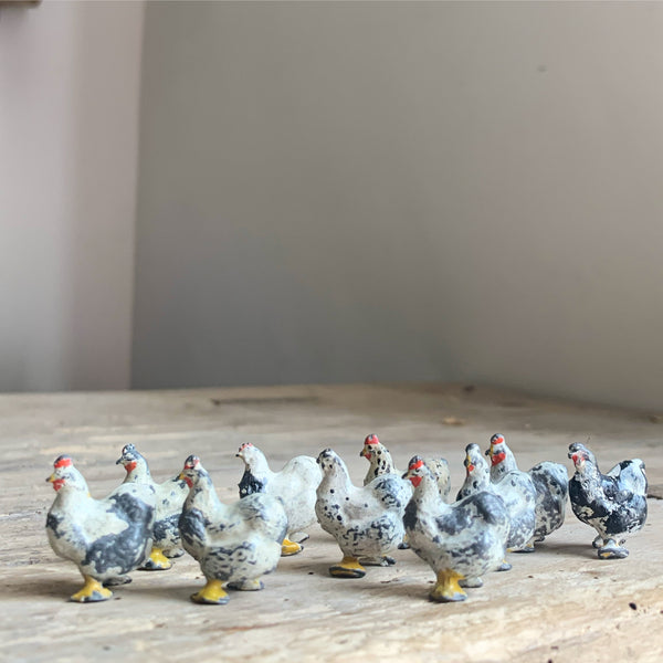 Vintage lead chickens