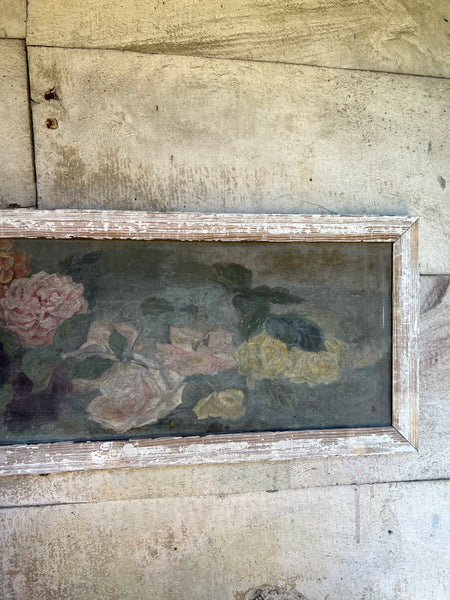 Vintage French Shabby Oil Painting on Canvas