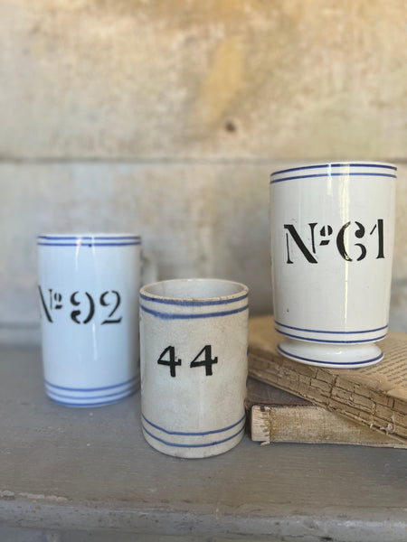 Antique Numbered Spongware Mugs