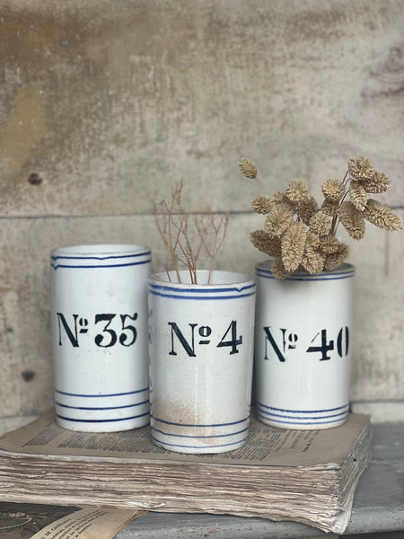Antique Numbered Spongware Mugs